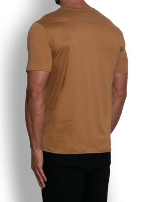 تی شرت یقه گرد کرم تیره ساده 