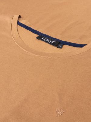 تی شرت یقه گرد کرم تیره ساده 