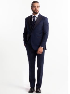 کت و شلوار و ژیله دامادی سرمه ای ال سی من 003