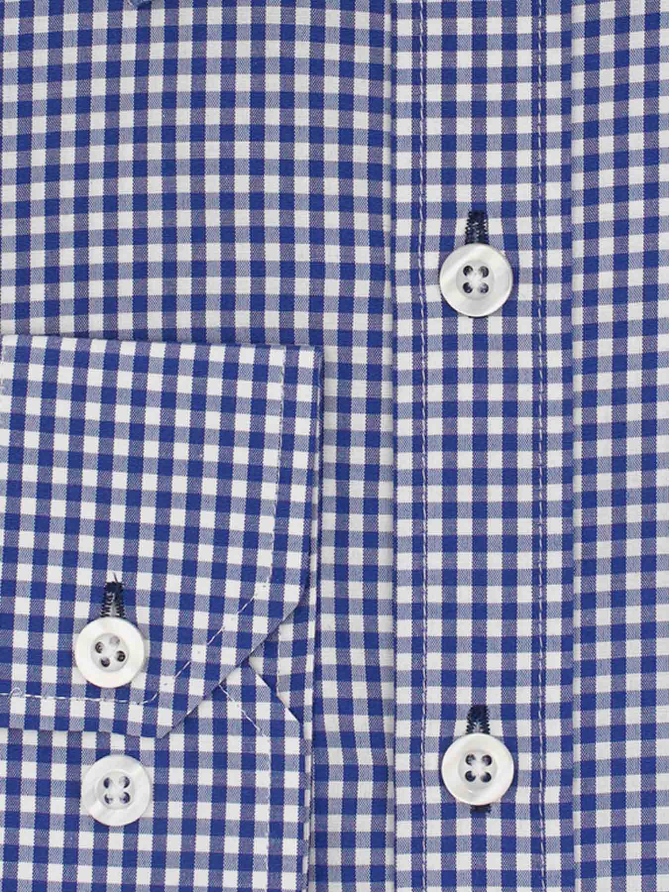 پیراهن آبی چهارخانه ریز آستین بلند 24