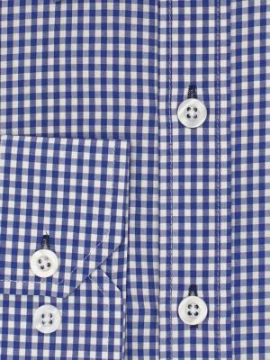 پیراهن آبی چهارخانه ریز آستین بلند 24