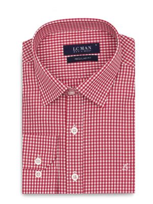 پیراهن قرمز چهارخانه ریز آستین بلند 24