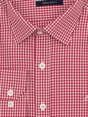 پیراهن قرمز چهارخانه ریز آستین بلند 24