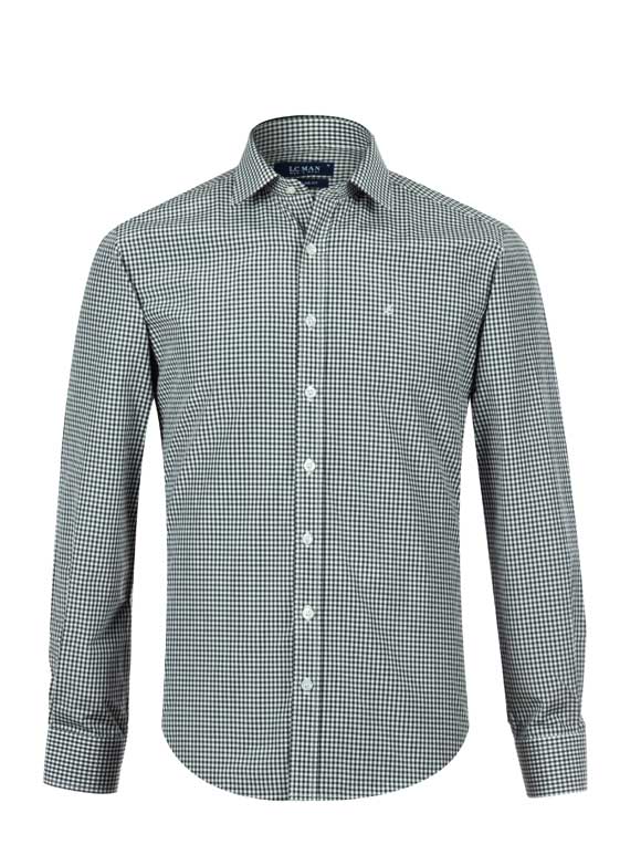 پیراهن مردانه چهارخانه ریز آستین بلند 024