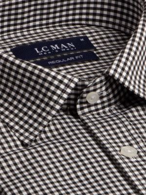 پیراهن مردانه چهارخانه ریز آستین بلند 024