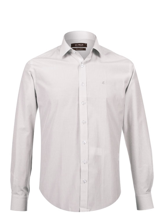 پیراهن راه راه طوسی آستین بلند ال سی من