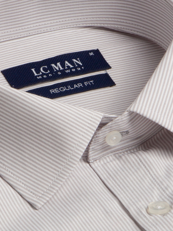 پیراهن راه راه طوسی آستین بلند ال سی من