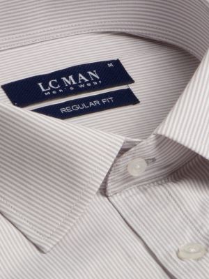 پیراهن راه راه طوسی آستین بلند ال سی من