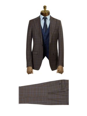 کت و شلوار و ژیله مردانه چهارخانه 008