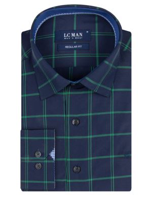 پیراهن چهارخانه آستین بلند سبز 29