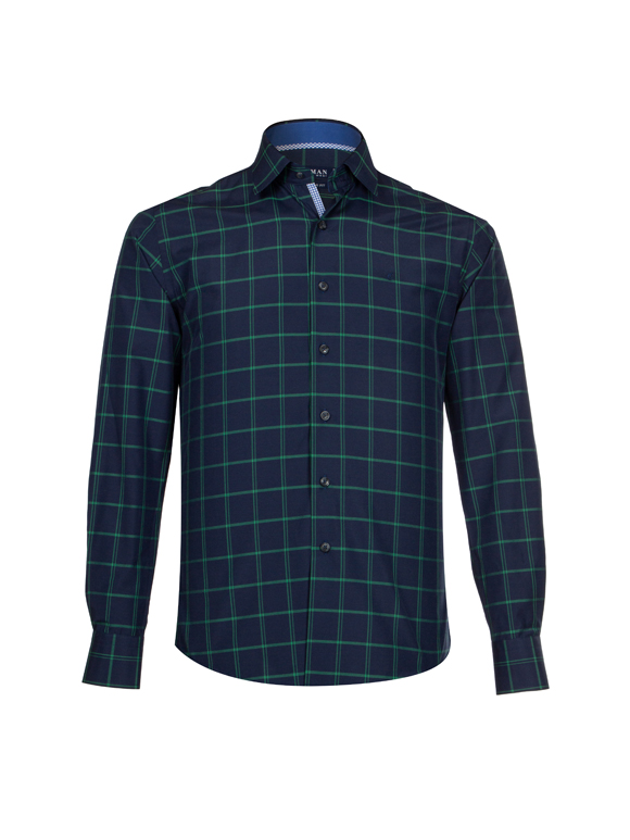 پیراهن چهارخانه آستین بلند سبز 29