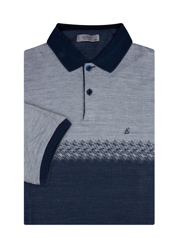 پولوشرت سرمه ای طرح دار یقه شکاری 52