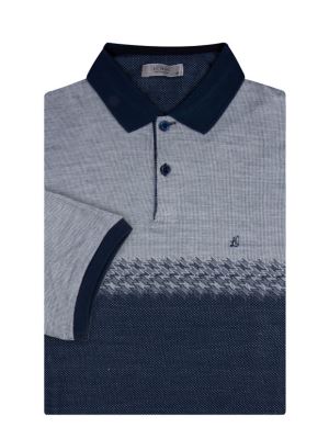 پولوشرت سرمه ای طرح دار یقه شکاری 52