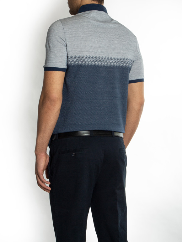 پولوشرت سرمه ای طرح دار یقه شکاری 52