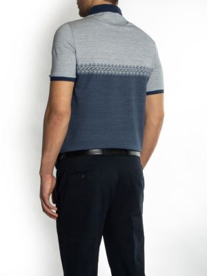 پولوشرت سرمه ای طرح دار یقه شکاری 52