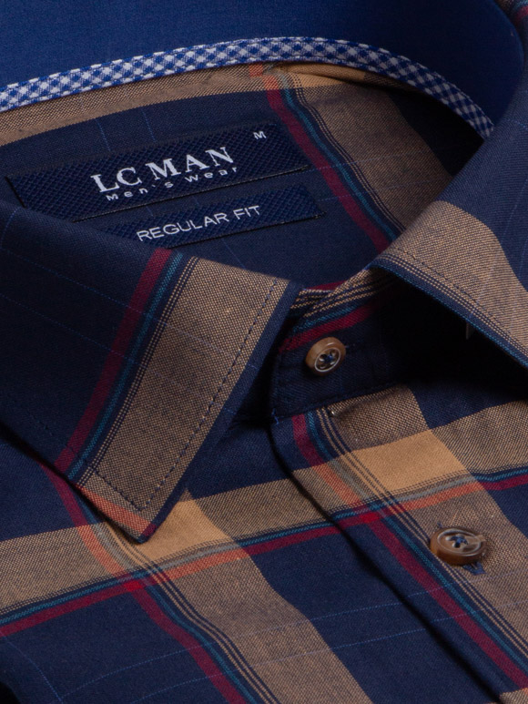 پیراهن مردانه چهارخانه آستین بلند ال سی من 033