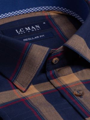 پیراهن مردانه چهارخانه آستین بلند ال سی من 033