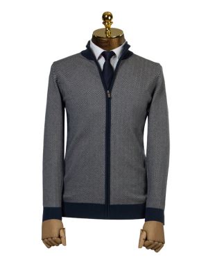 سویشرت سرمه ای طوسی زیپ دار ال سی من 