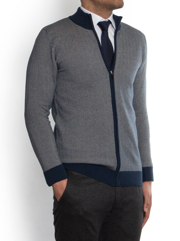 سویشرت سرمه ای طوسی زیپ دار ال سی من 