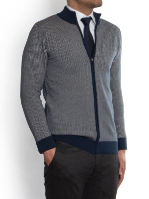 سویشرت سرمه ای طوسی زیپ دار ال سی من 