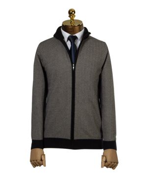 سویشرت طوسی مشکی زیپ دار ال سی من 