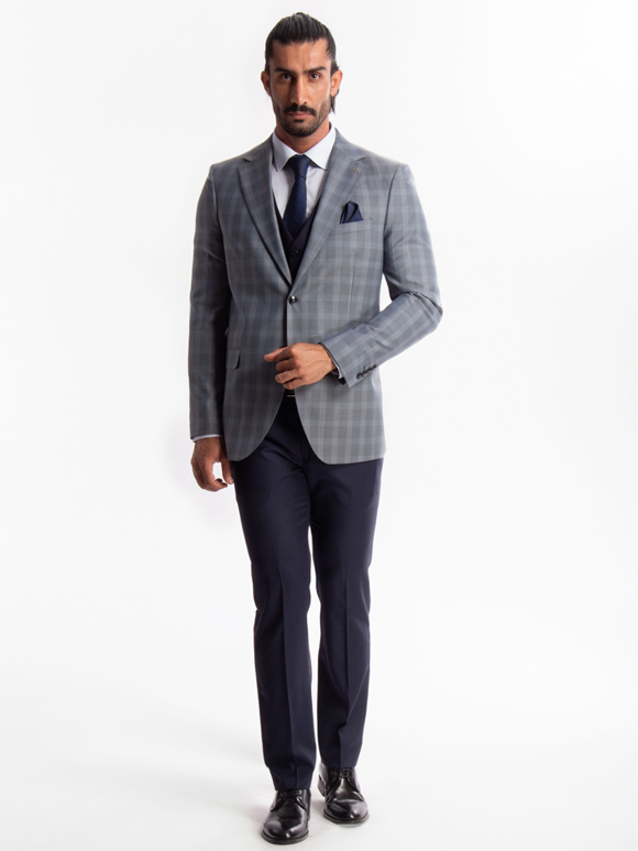 کت و شلوار و ژیله مردانه چهارخانه 007