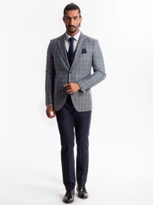 کت و شلوار و ژیله مردانه چهارخانه 007