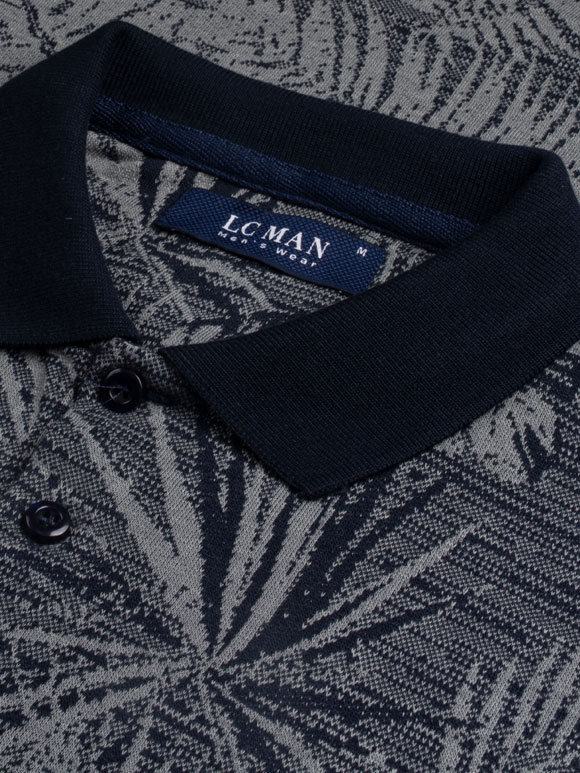 پولوشرت سرمه ای طرح دار یقه شکاری