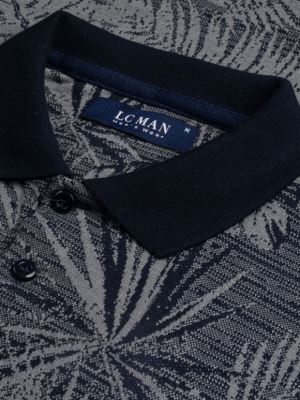 پولوشرت سرمه ای طرح دار یقه شکاری