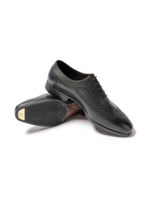 کفش چرم بنددار هشت ترک مشکی ال سی من