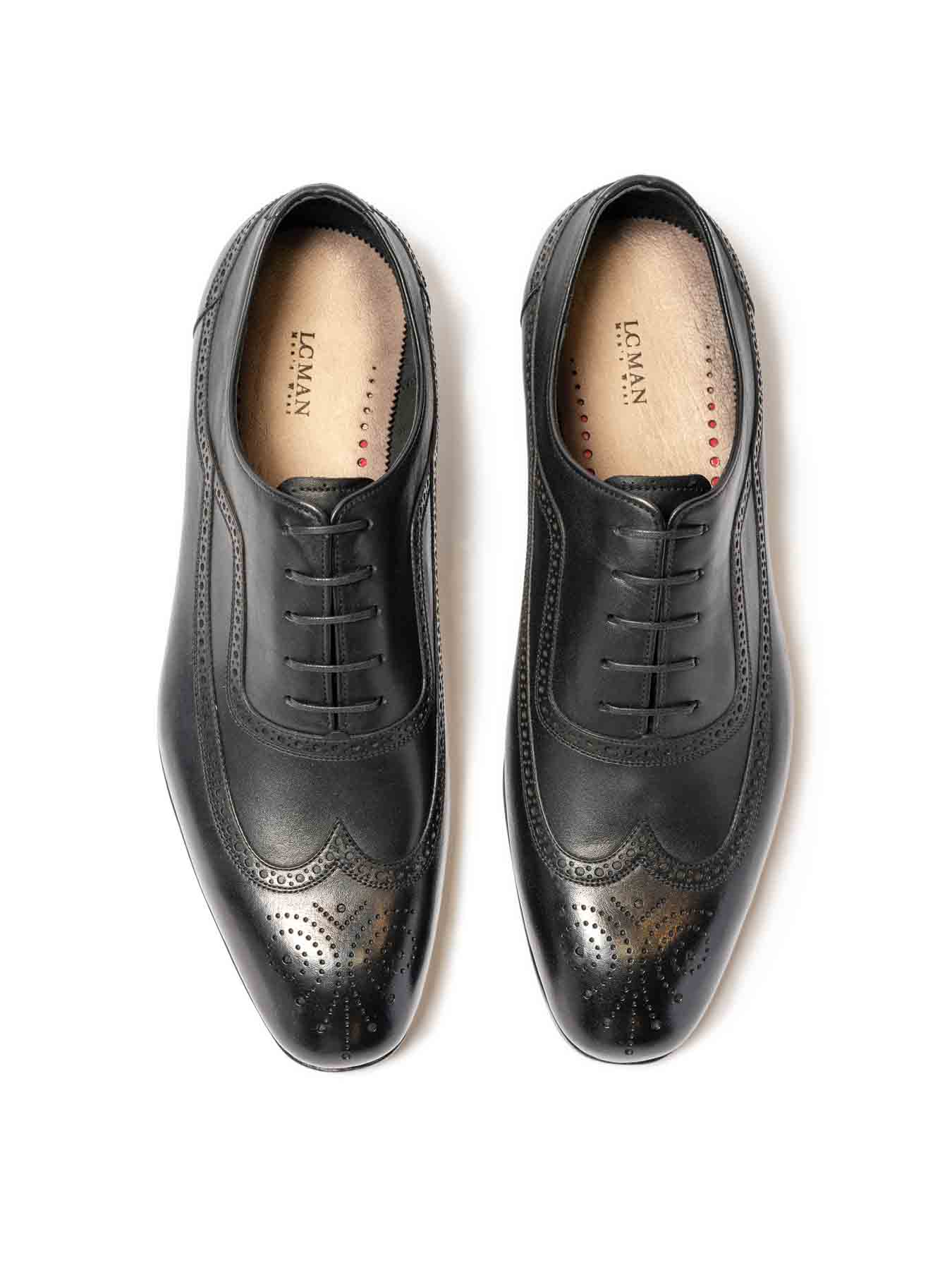 کفش چرم بنددار هشت ترک مشکی ال سی من