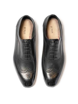 کفش چرم بنددار هشت ترک مشکی ال سی من