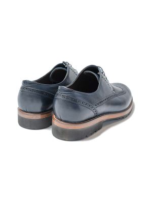 کفش چرم  سرمه ای بنددار هشت ترک 20