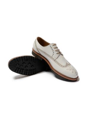 کفش چرم سفید بنددار هشت ترک 20