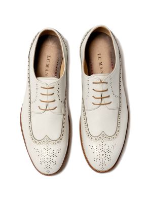 کفش چرم سفید بنددار هشت ترک 20