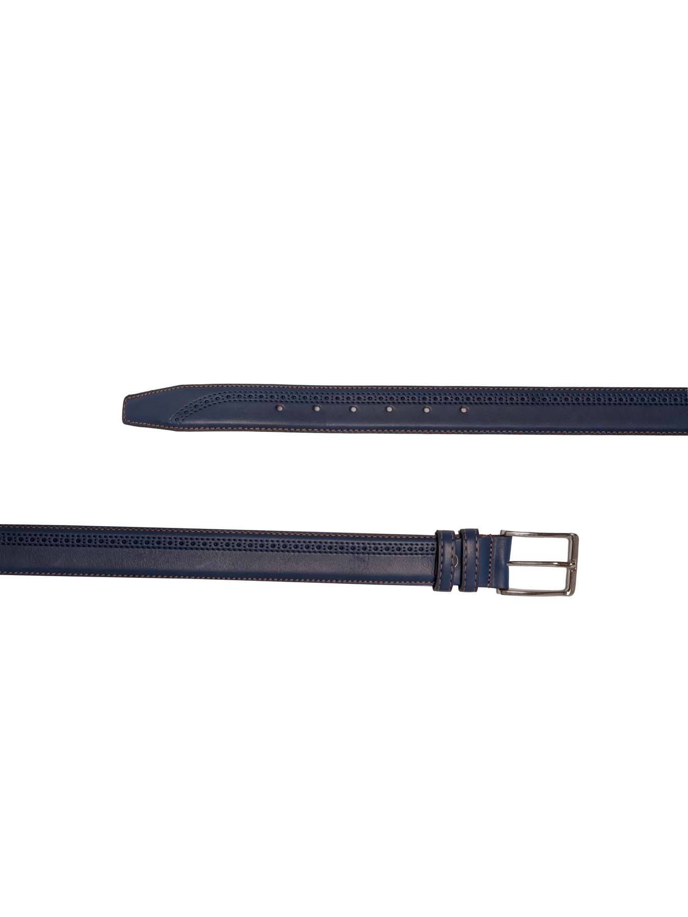 کمربند چرم زبانه دار طرح دار سرمه ای ال سی من