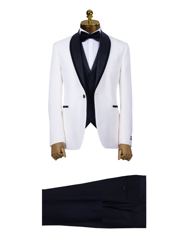 کت و شلوار و ژیله دامادی سفید 91