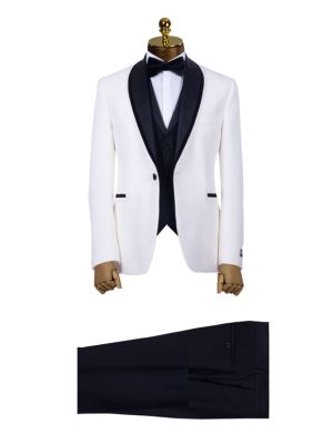 کت و شلوار و ژیله دامادی سفید 91