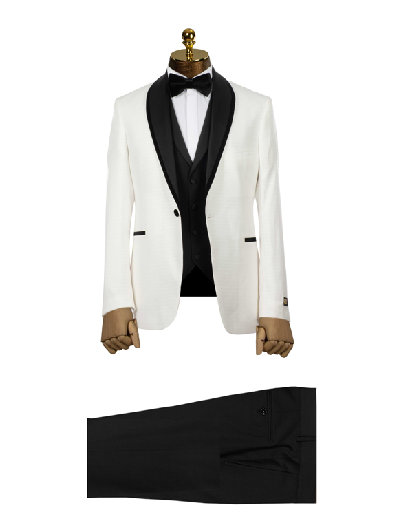 کت و شلوار و ژیله سفید دامادی 19