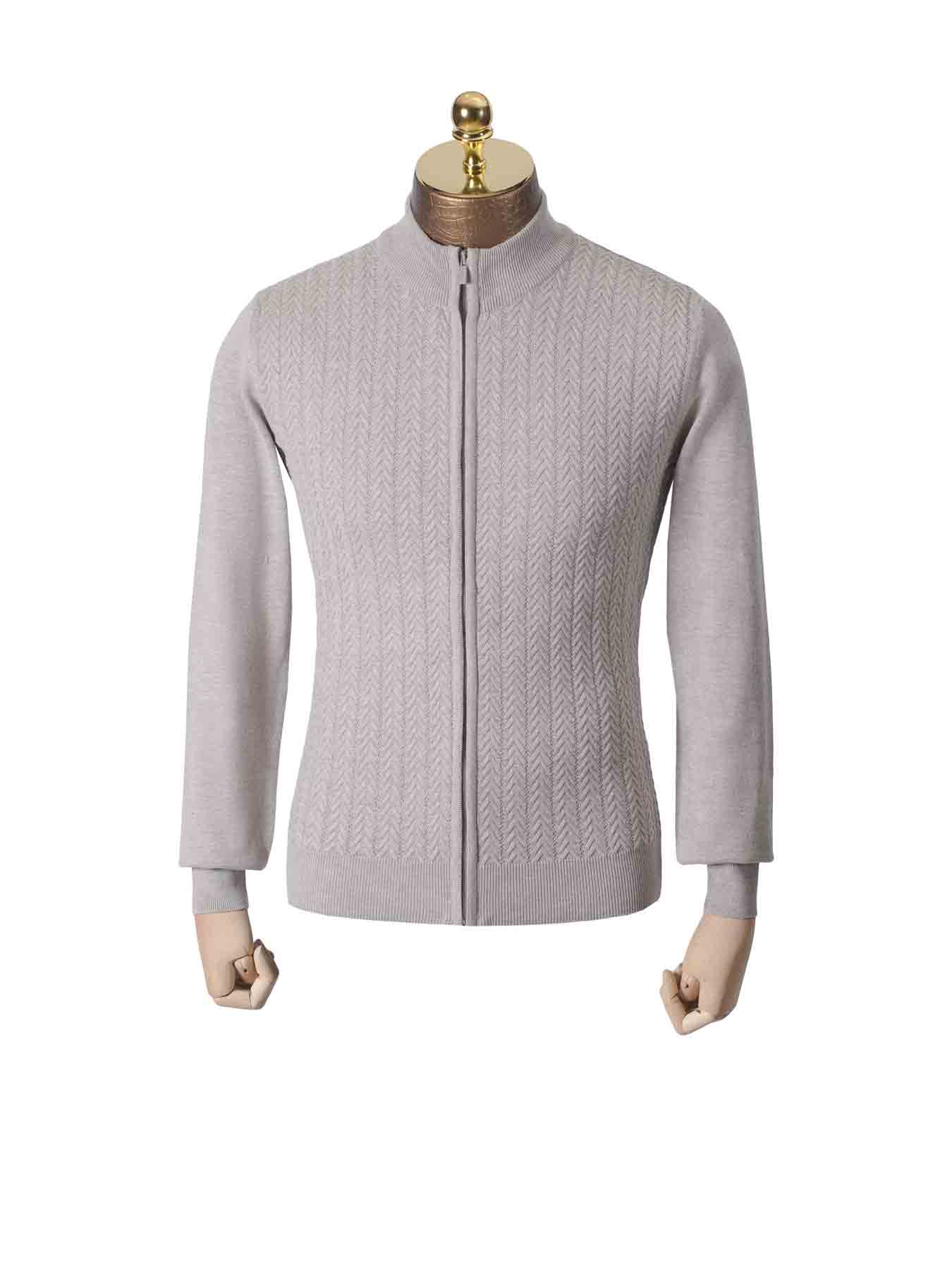 سویشرت تمام زیپ جناقی کرم57