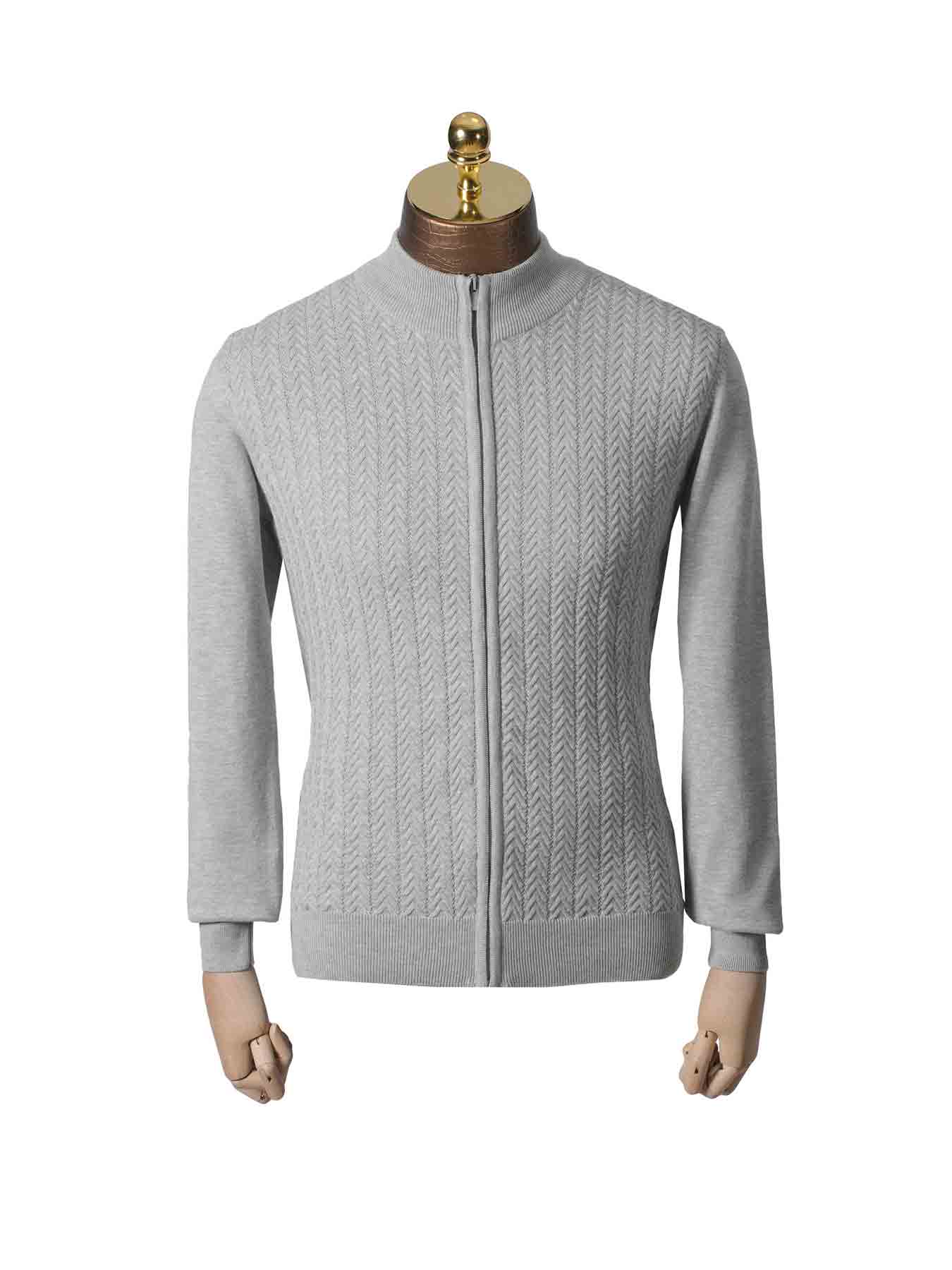 سویشرت تمام زیپ جناقی طوسی 57