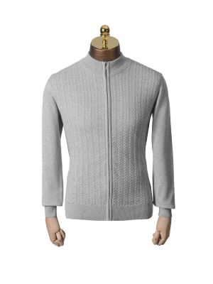 سویشرت تمام زیپ جناقی طوسی 57