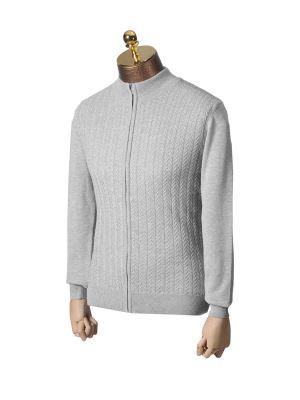 سویشرت تمام زیپ جناقی طوسی 57