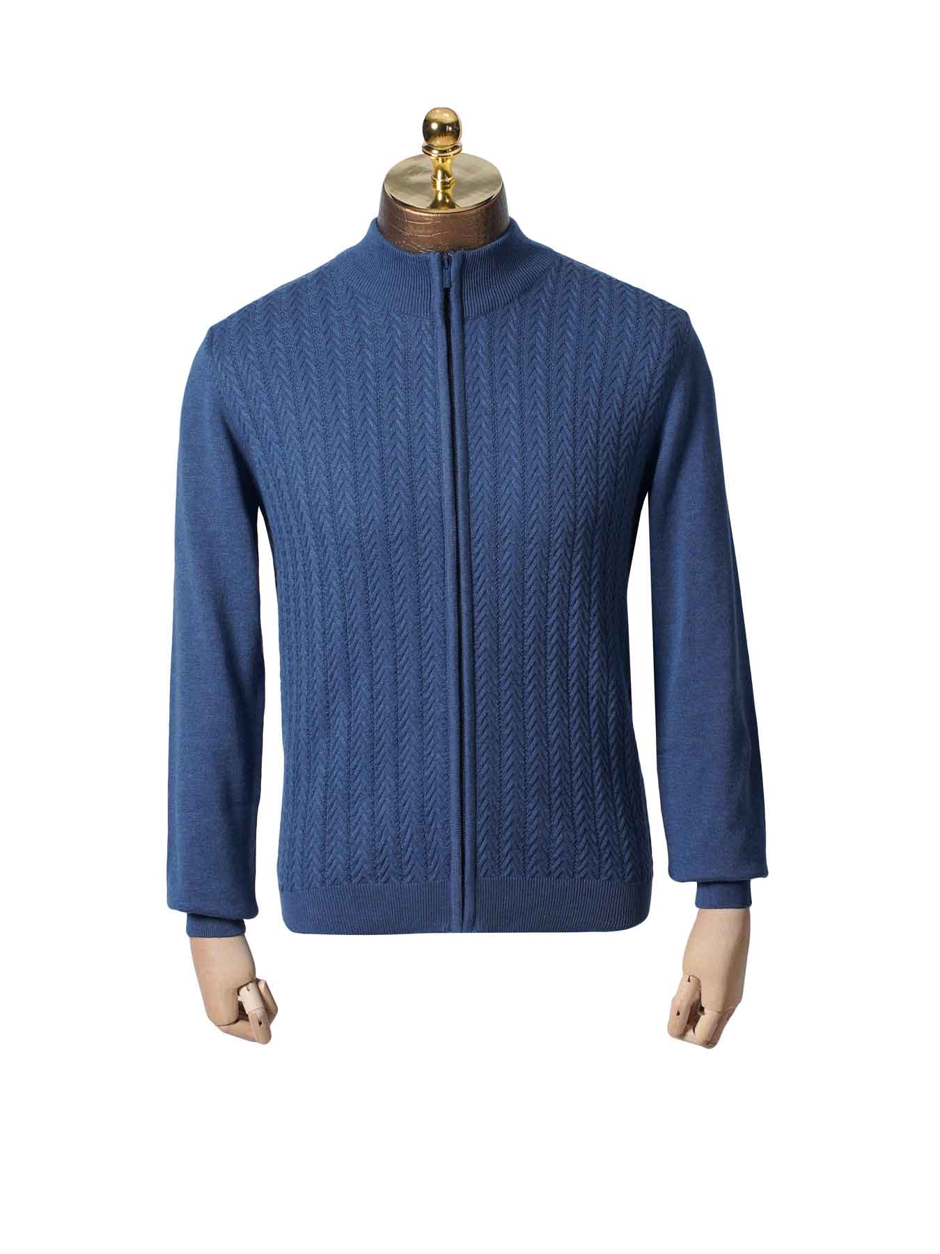 سویشرت تمام زیپ جناقی آبی 57