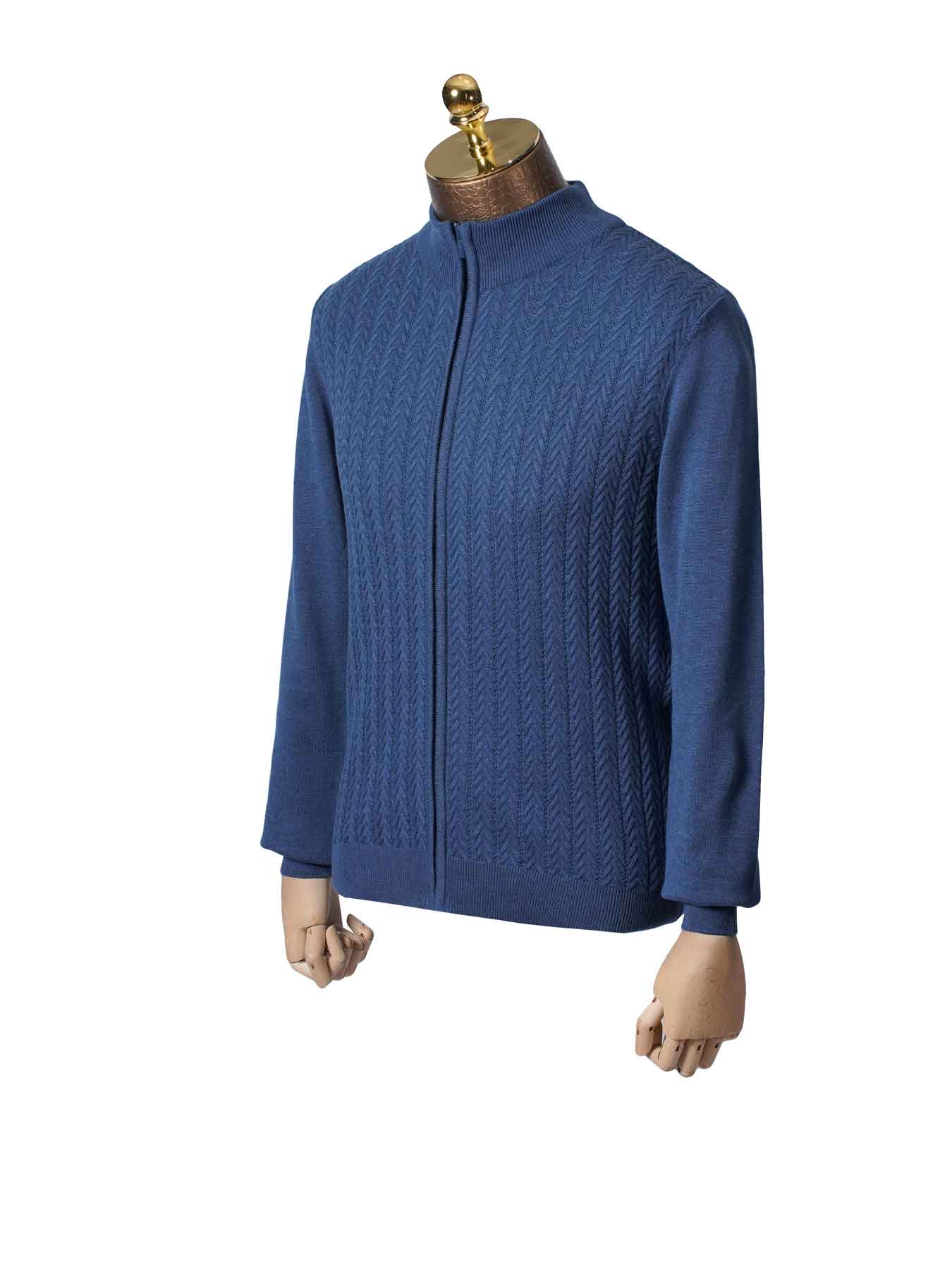 سویشرت تمام زیپ جناقی آبی 57