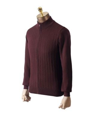 سویشرت مردانه تمام زیپ جناقی زرشکی 57
