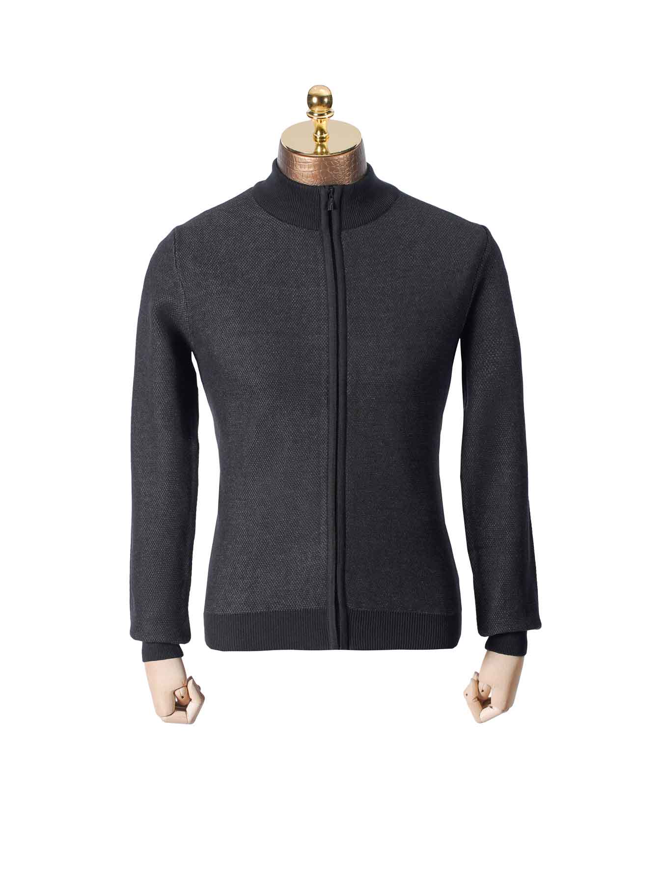 سویشرت مردانه تمام زیپ طرح دار مشکی