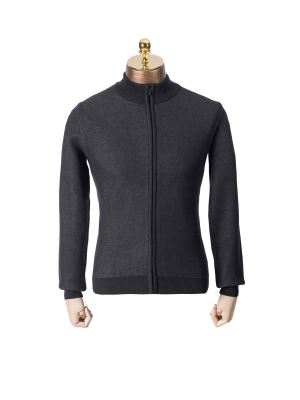 سویشرت مردانه تمام زیپ طرح دار مشکی