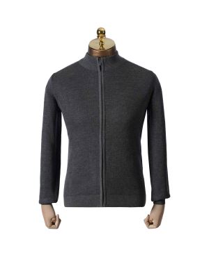 سویشرت تمام زیپ طرح دار طوسی