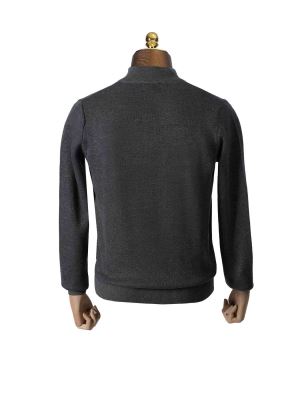 سویشرت تمام زیپ طرح دار طوسی